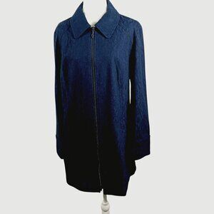Susan Graver Navy Lace Topper - Jacket, Zip Front, Long Sleeve, Lt. Wt., Sz Med.